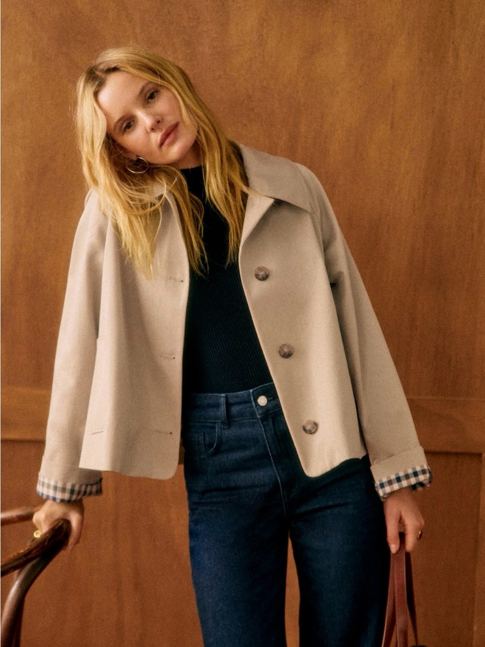Bobby CROPPED BEIGE TRENCH in Light Beige NEW